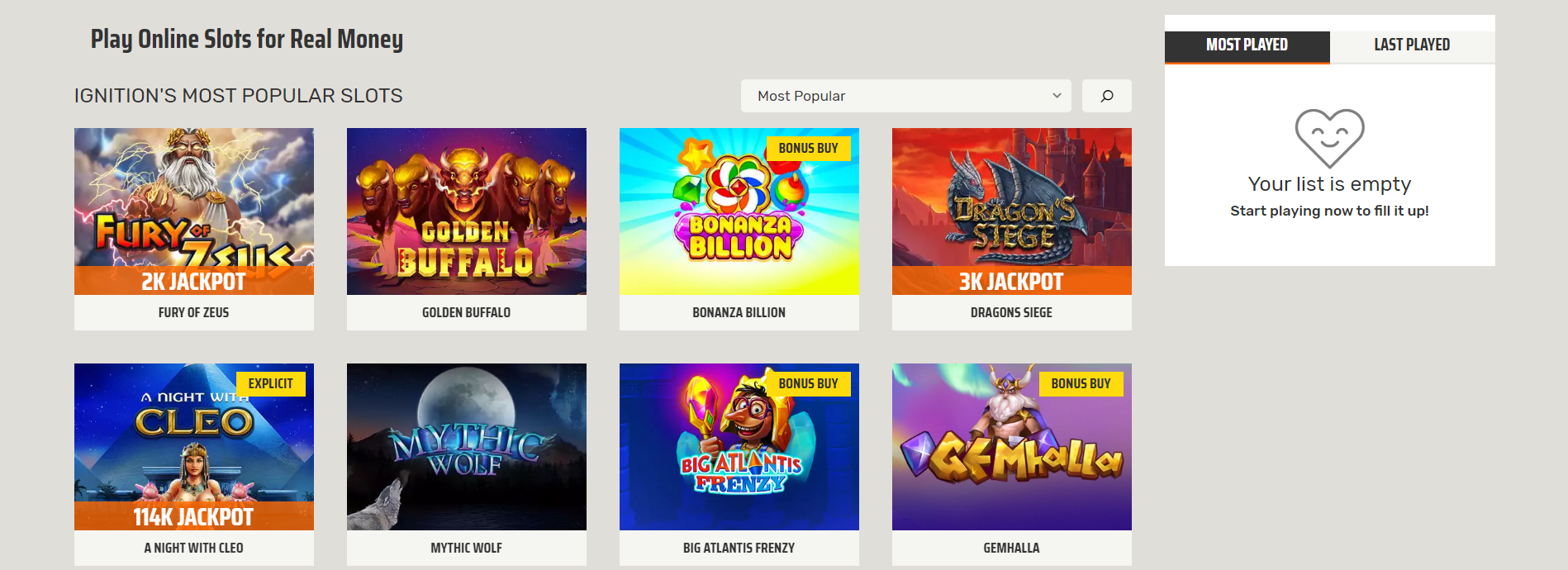 Ignition Casino Games