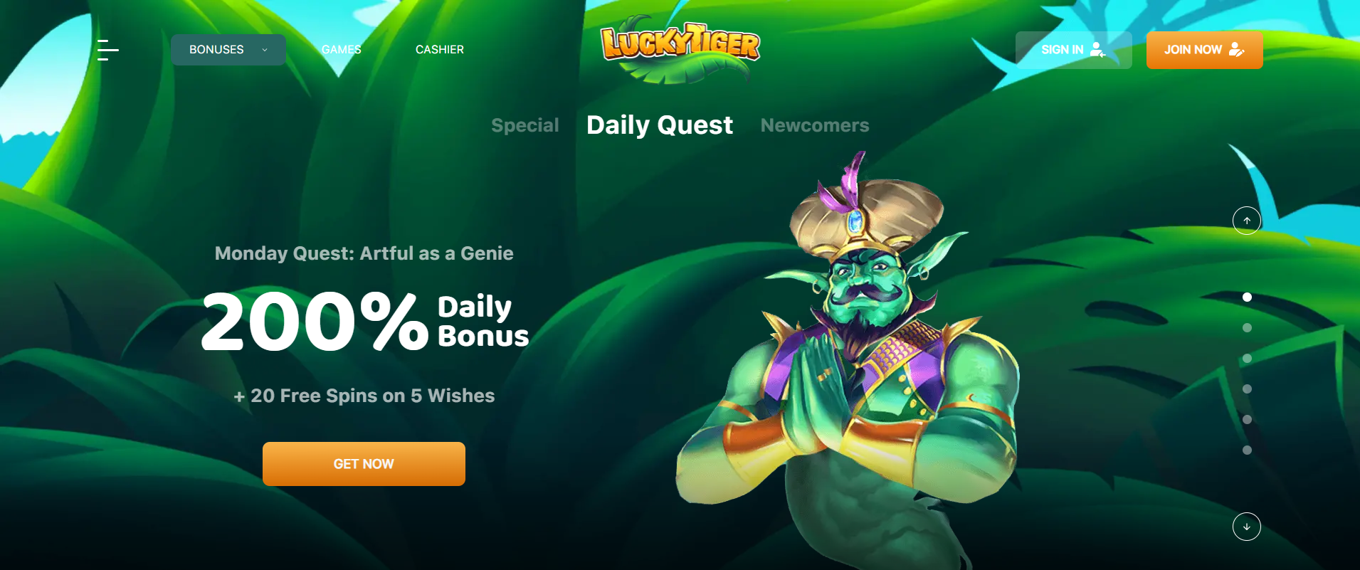 Lucky Tiger Casino Daily Bonus