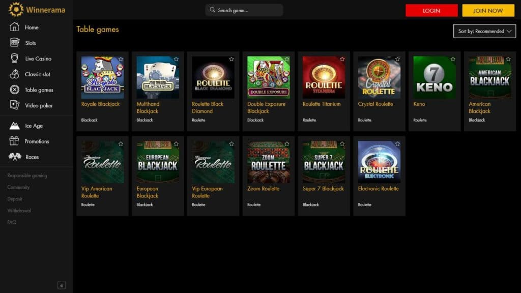 Winnerama Casino Games